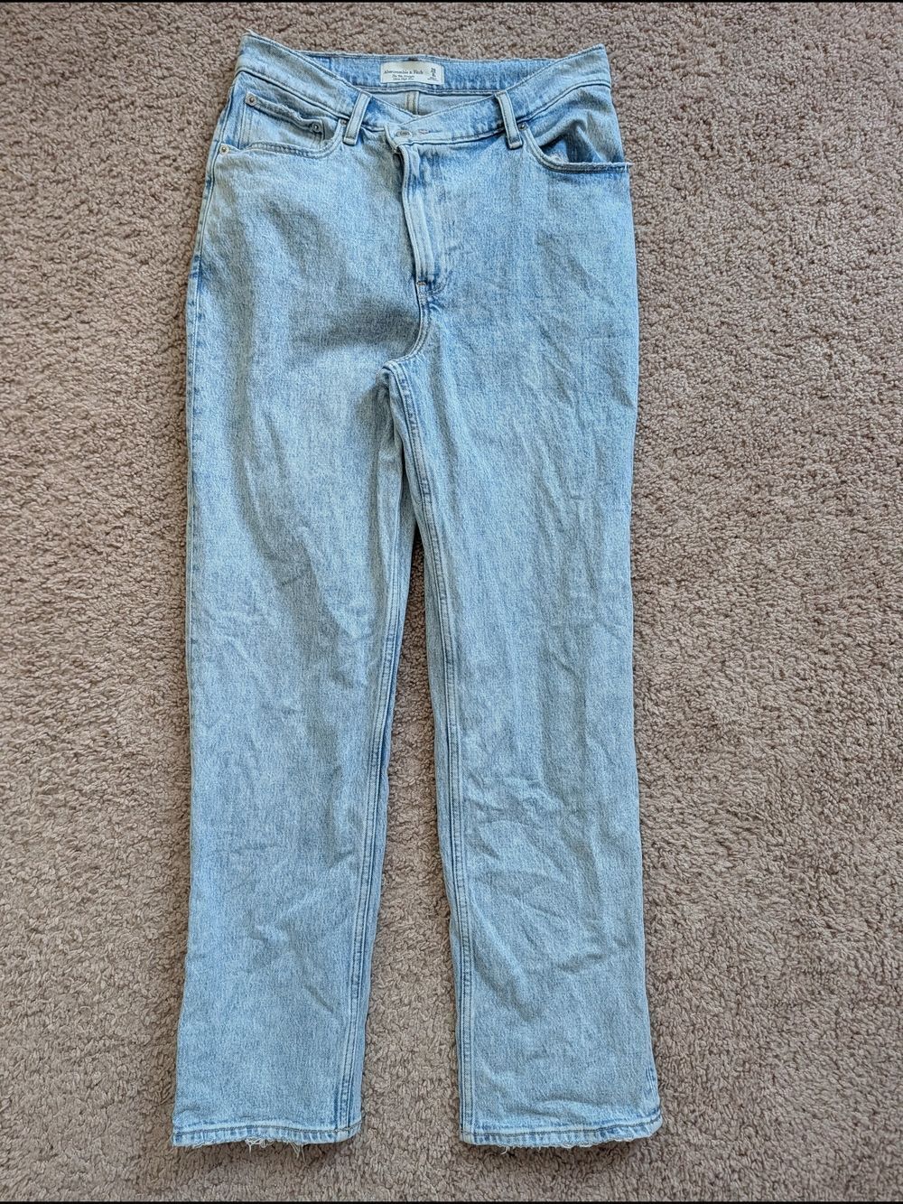 Abercrombie Womens Blue Ultra High Rise 90s Straight Criss Cross Jeans Size 29/8 - Picture 5 of 16